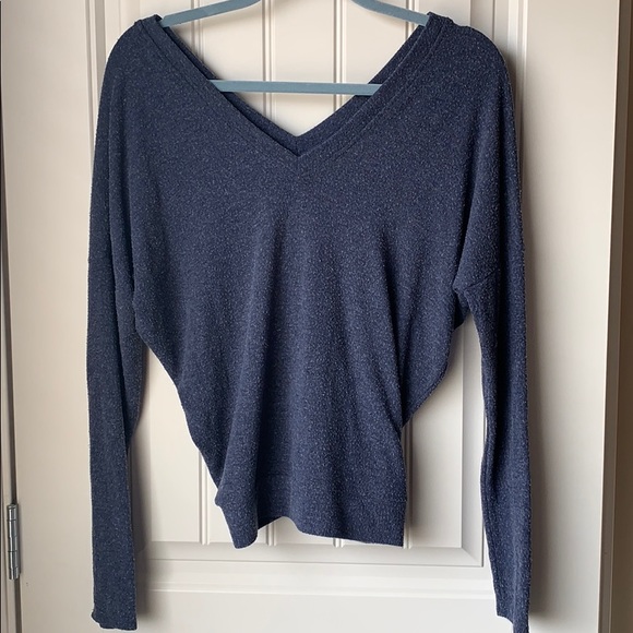 Chaser Sweaters - Chaser Blue Off the Shoulder Knit Sweater